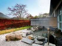 万寿山を望むことができる岩露天風呂です。季節の移り変わりも楽しめます。