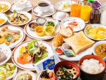 【朝食】日立の食材を使ったブッフェスタイルの朝食一例