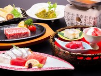 熊野牛サーロインステーキと太刀魚の旬彩料理