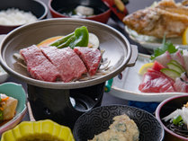 *【夕食一例】スタンダード夕食。お刺身や焼き物、壱岐牛の陶板焼きなど様々なお味をお楽しみください。