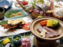 伊豆牛×伊勢海老の-山海-のお料理イメージです。