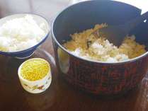 *【朝食一例】水の綺麗な栄村で育ったお米の甘みと、もちキビの独特の食感がヤミツキになります。
