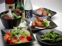 夕食レストランでは菊川オリジナルメニューやお酒も多数ご用意しております。