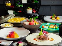 【夕食】会席料理にフレンチの技法を掛け合わせて、草津ならではの表現で彩った創作会席