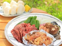 *【バーベキュー】新鮮な牛肉、豚肉、鶏肉、お野菜、おにぎり（人数分）