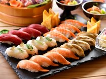 【夕食ビュッフェ／献立例】職人が目の前で握る、人気のネタや獲れたて魚介で彩る寿司