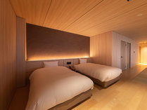 2023年リニューアル★洋室空間では、シモンズ社製マットレスを使用したベッドを設置。