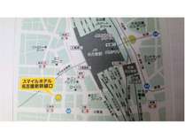 名古屋駅～当館スマイルホテルまでの地図です。名古屋駅太閤通口からの地図となります。