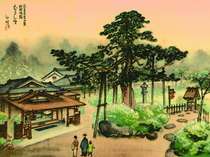 昭和初期の画家前田紅映画伯による当館の当時の「絵」です