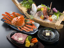 ■舟盛アワビ蟹ステーキから2つも選べるんじゃプラン　お一人ずつメイン料理４種から２つ選択できる部屋食