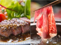 日本一の料理長厳選の国産黒毛和牛をステーキとしゃぶしゃぶで楽しんでいただきます。