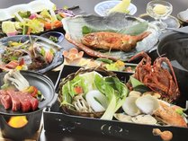 【最上級コース】ロブスターなど豪華海鮮を堪能！選べる陶板焼きは、国産牛サーロインor鮑から(一例)