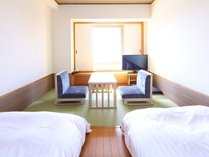 ◆【客室】『和風ツインルーム』　広さ21.8平米　和ベッド２台、布団１組の最大３名様利用可能