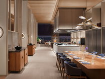 洋食レストラン　Viridis(ヴィリディス)内観イメージ：モダンな設えとオープンキッチンを備えた開放的な空間