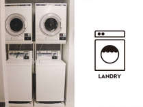 ランドリー。洗濯と乾燥機がございます。洗剤はフロントにてご購入いただけます。