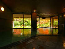 大浴場-内湯から当館自慢の庭園風景をお楽しみ頂けます。