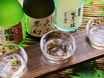 #日本酒　純米吟醸酒「ちどり荘」をはじめ、オススメの地酒を飲み比べできます。