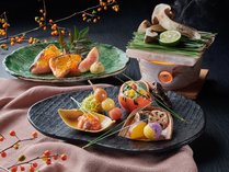 夕食　別邸「美悠」　秋の基本懐石　※季節により料理内容、器などが変わる場合がございます。