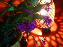 ■館内　柔らかい灯りと季節の花が彩る館内。