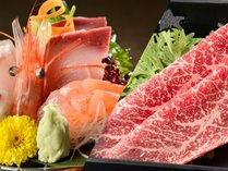 日本海の幸のお造り、にいがた和牛肉を堪能できる会席料理※料理例