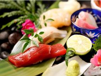 【ご夕食一例】近江町市場から“刺身3種類と握り寿司３種類”