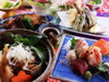 【#ご夕食一例～桜御膳～】ボリューム満点・赤魚の煮付けや海鮮鍋、天ぷらなど手作りの品々が並びます。