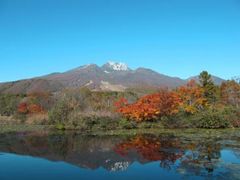 妙高高原いもり池の紅葉の写真1